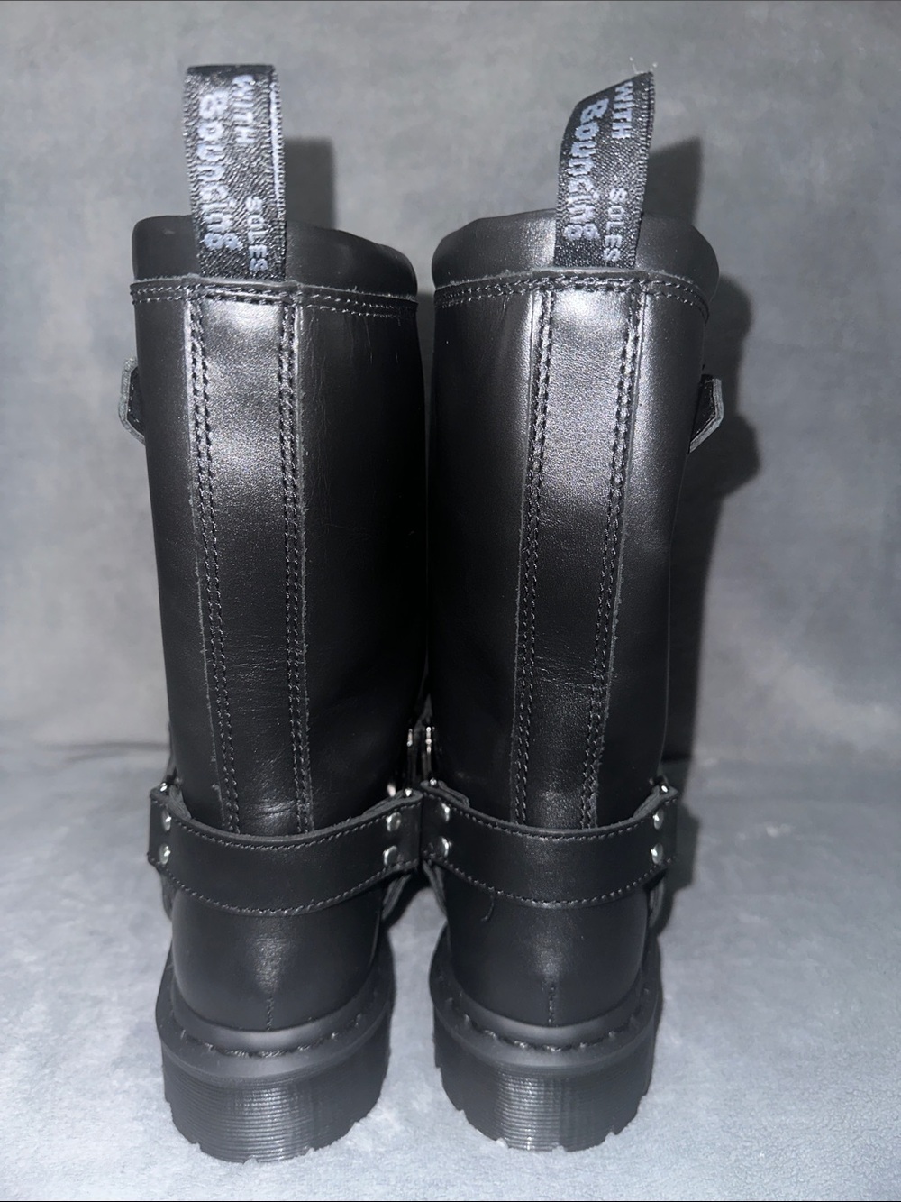NWOB Dr. Martens Anistone Hi Leather Harness Biker Boots Women’s 9 Men’s 8 - Picture 9 of 12